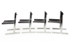 Raro juego de 4 sillas de comedor modernas británicas de cuero de Richard Young
