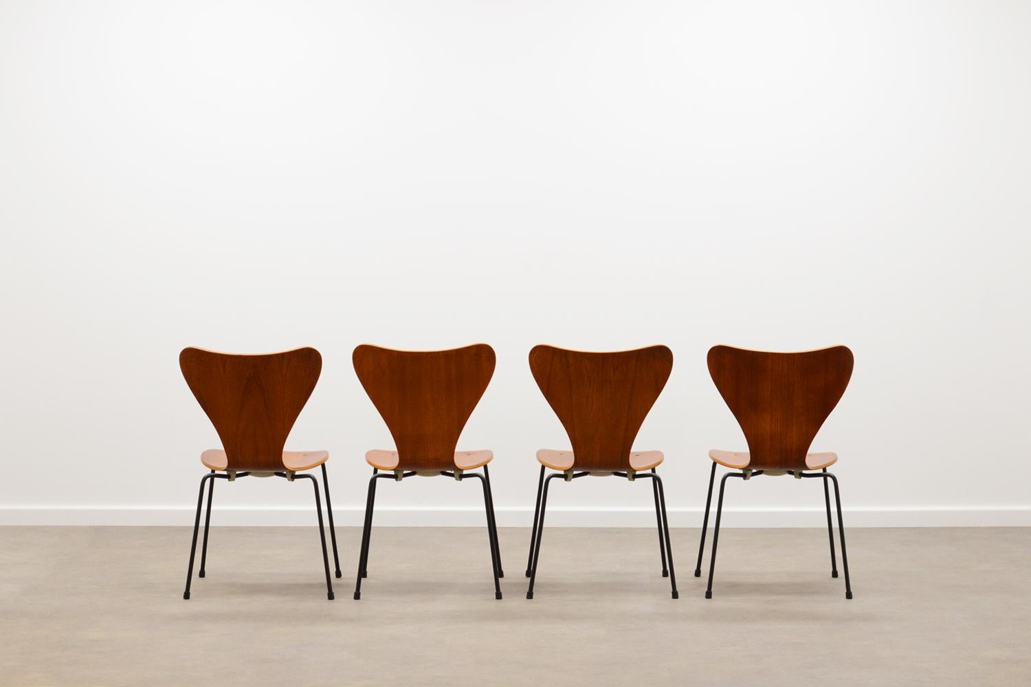 Mid-Century Modern Rare Set of 4 Butterly Chairs by Herbert Hirche for Jofa Stalmöbler, 50s Denmark