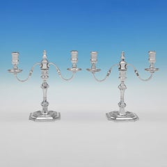 Rare ensemble de 4 candélabres en argent sterling coulé, Birmingham, 1975