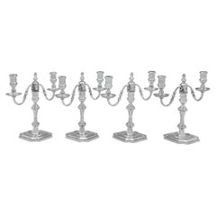 Rare set of 4 Cast Sterling Silver Candelabra, Birmingham, 1975