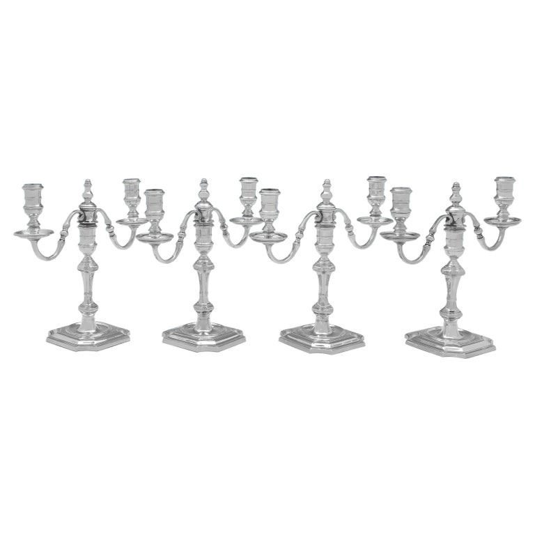 Rare set of 4 Cast Sterling Silver Candelabra - Birmingham 1975 For