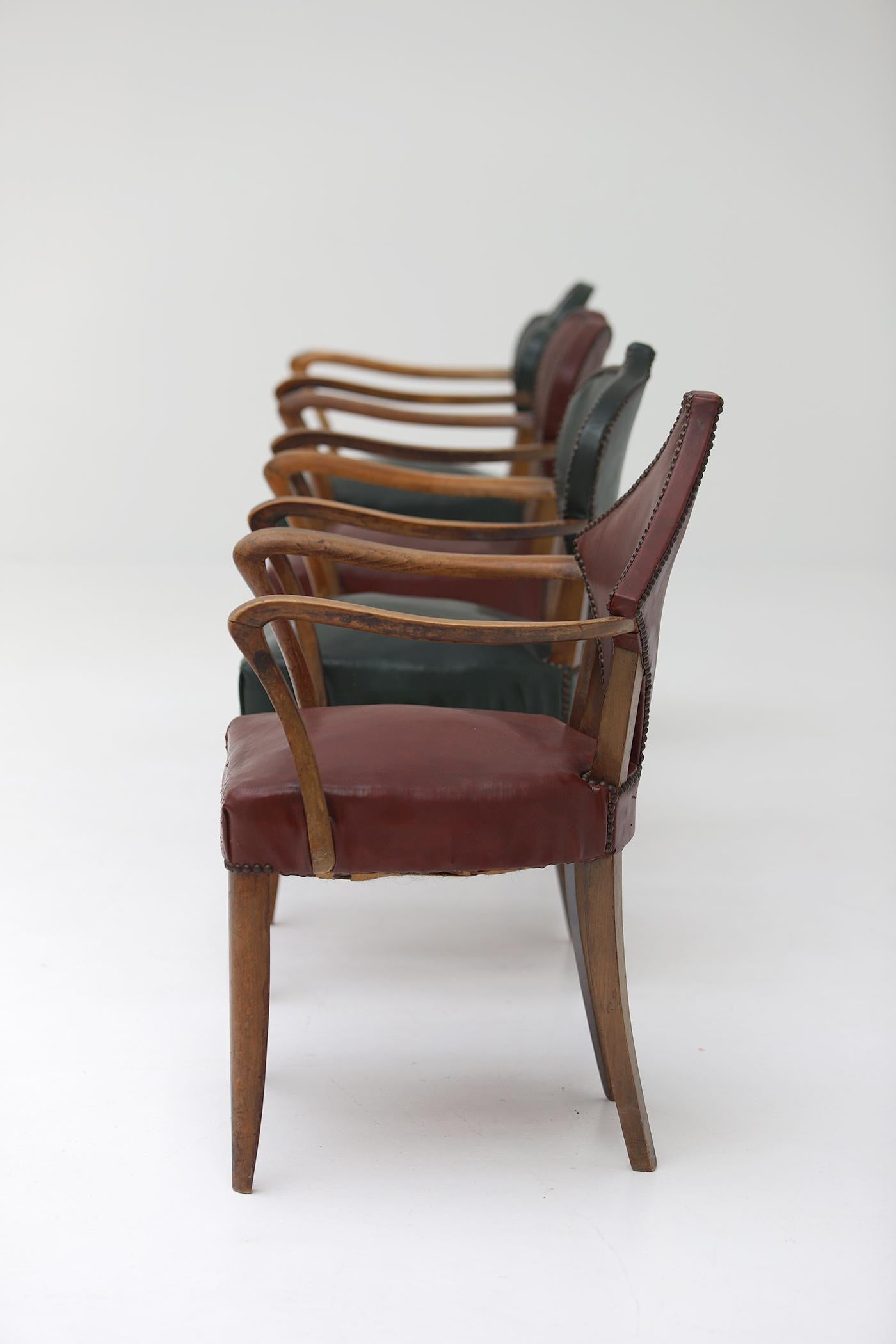 Seltener Satz von 4 kinetischen Bridge-Gaming-Stühlen, 1950er Jahre (Holz) im Angebot