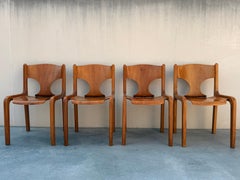 Seltenes 4er-Set Esszimmerstühle, entworfen von Augusto Savini für Pozzi, Italien, 1968