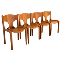 Seltenes 4er-Set Esszimmerstühle, entworfen von Augusto Savini für Pozzi, Italien, 1968