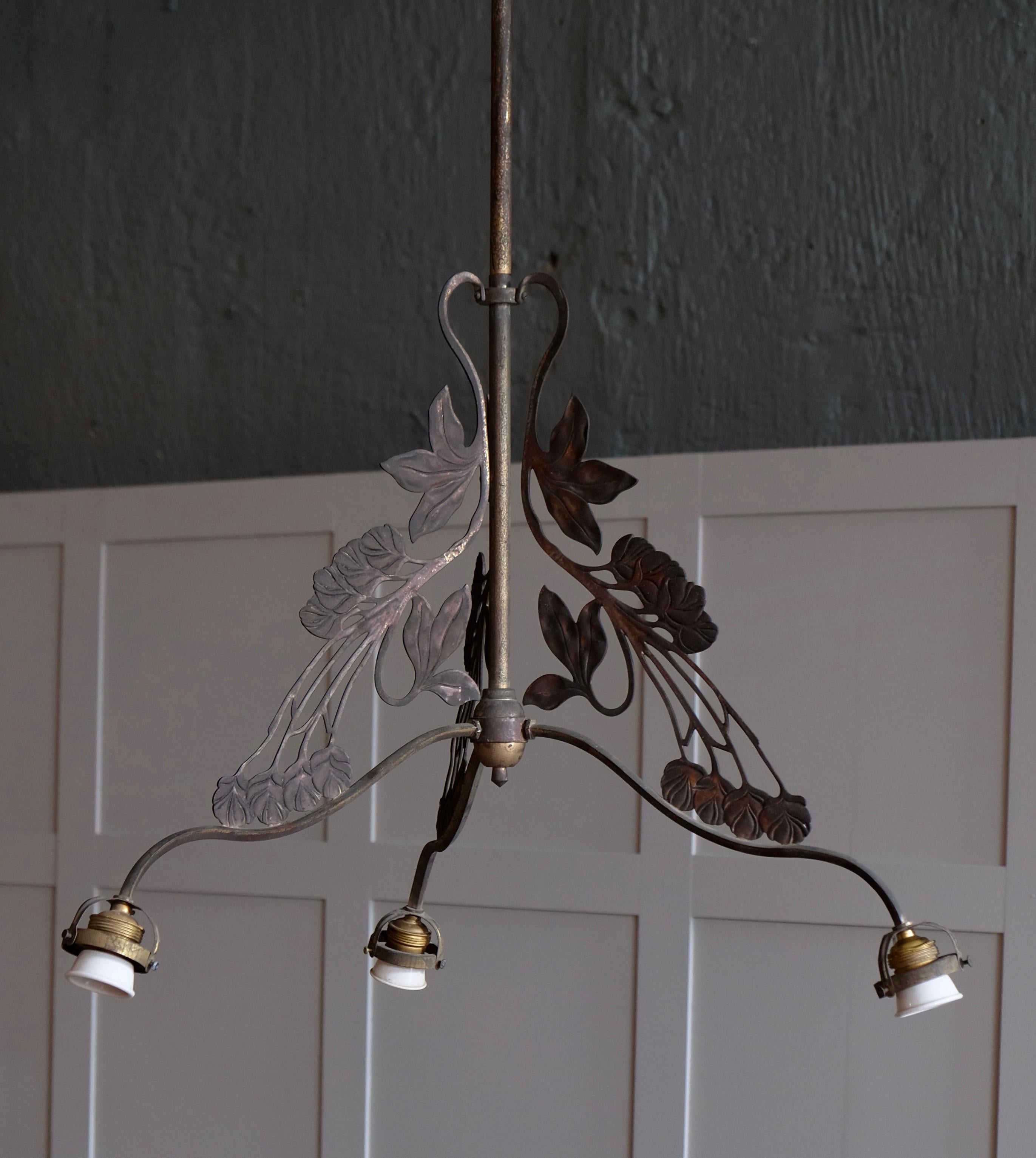 Swedish Rare set of 4 French Art Nouveau Chandeliers, circa 1900s For Sale