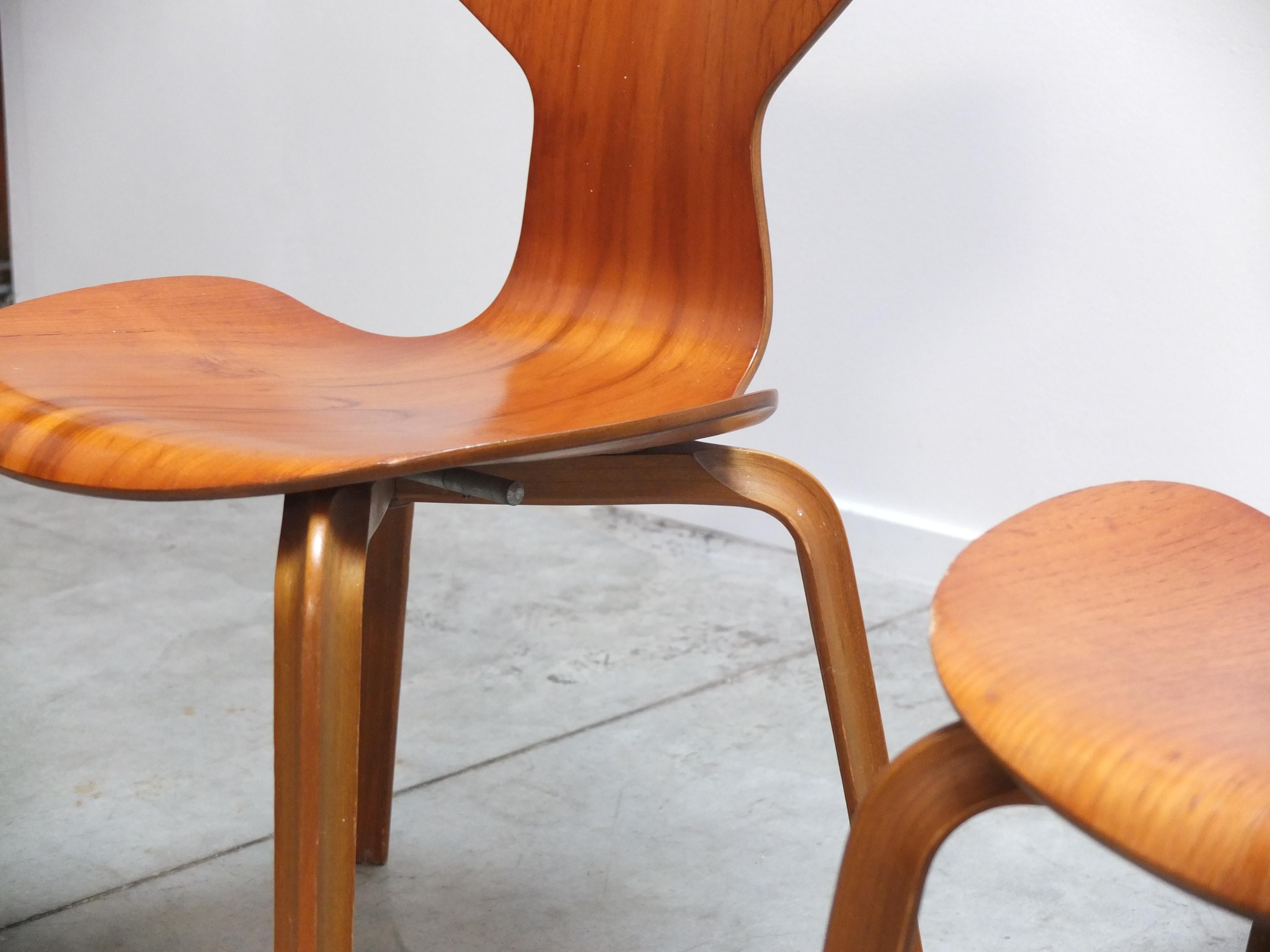 Rare Set of 4 'Grand Prix' Dining Chairs by Arne Jacobsen for Fritz Hansen, 1957 9