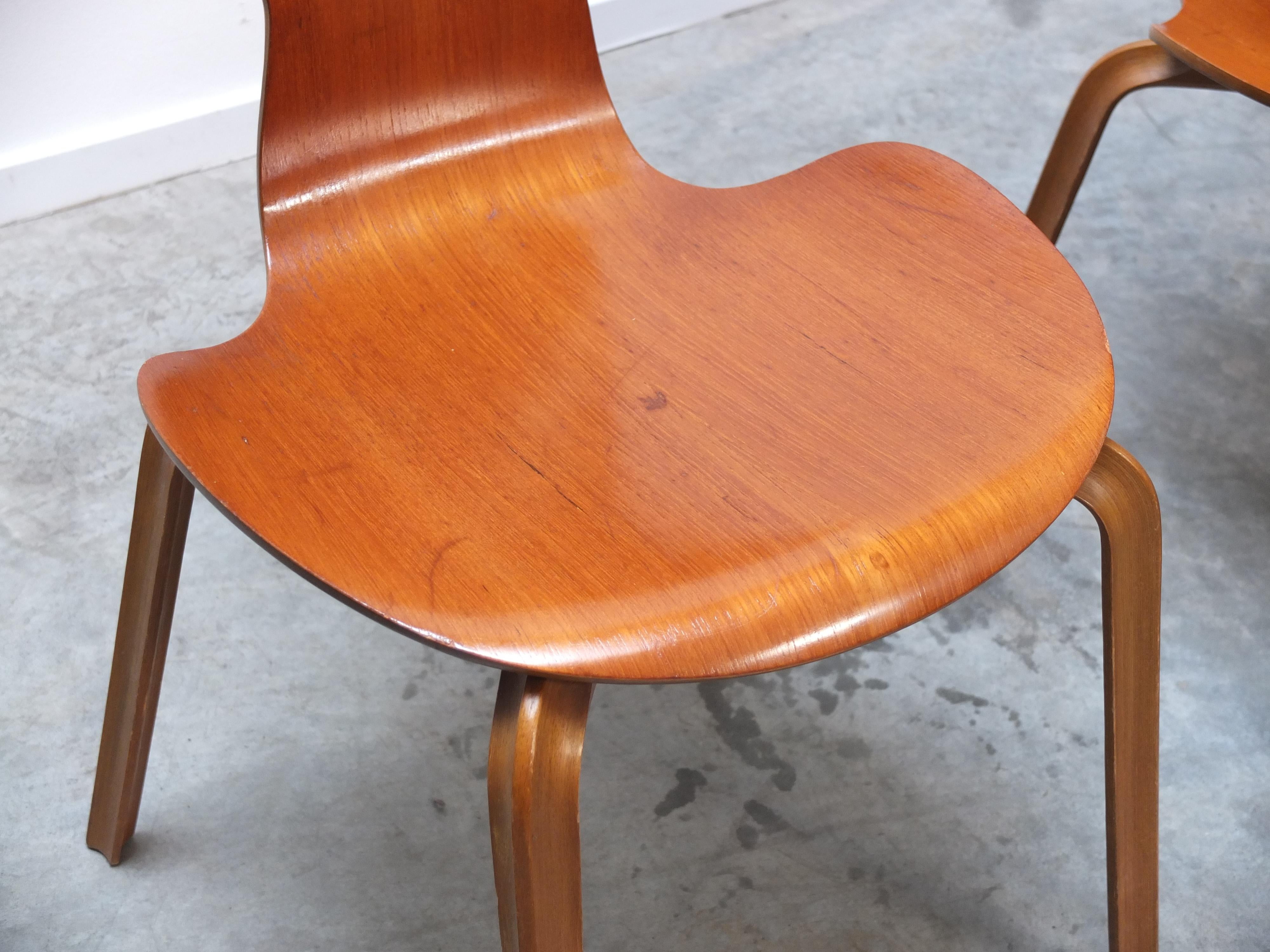 Rare Set of 4 'Grand Prix' Dining Chairs by Arne Jacobsen for Fritz Hansen, 1957 2