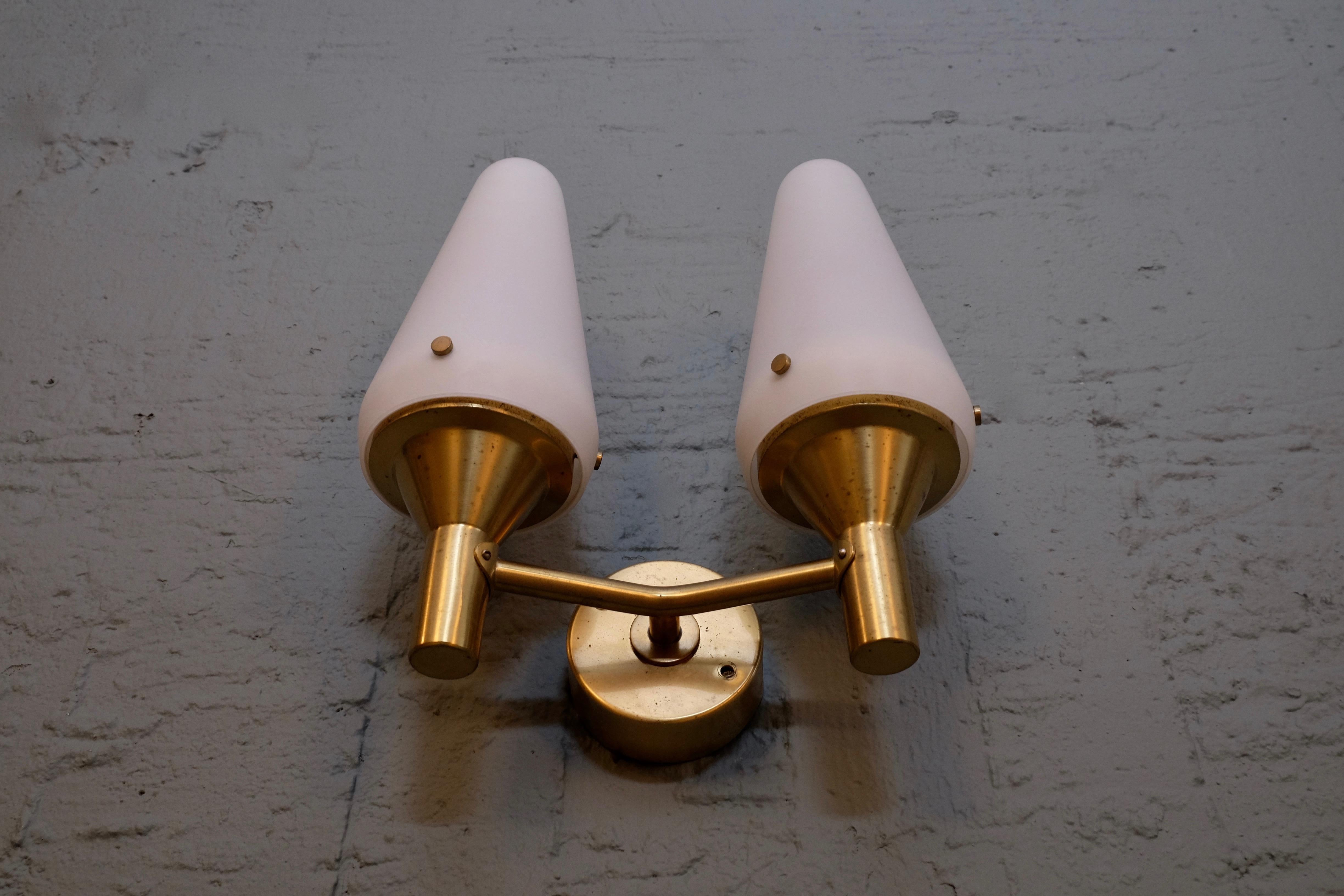 Brass Rare Set of 4 Hans-Agne Jakobsson Wall Lamps, 1950s For Sale