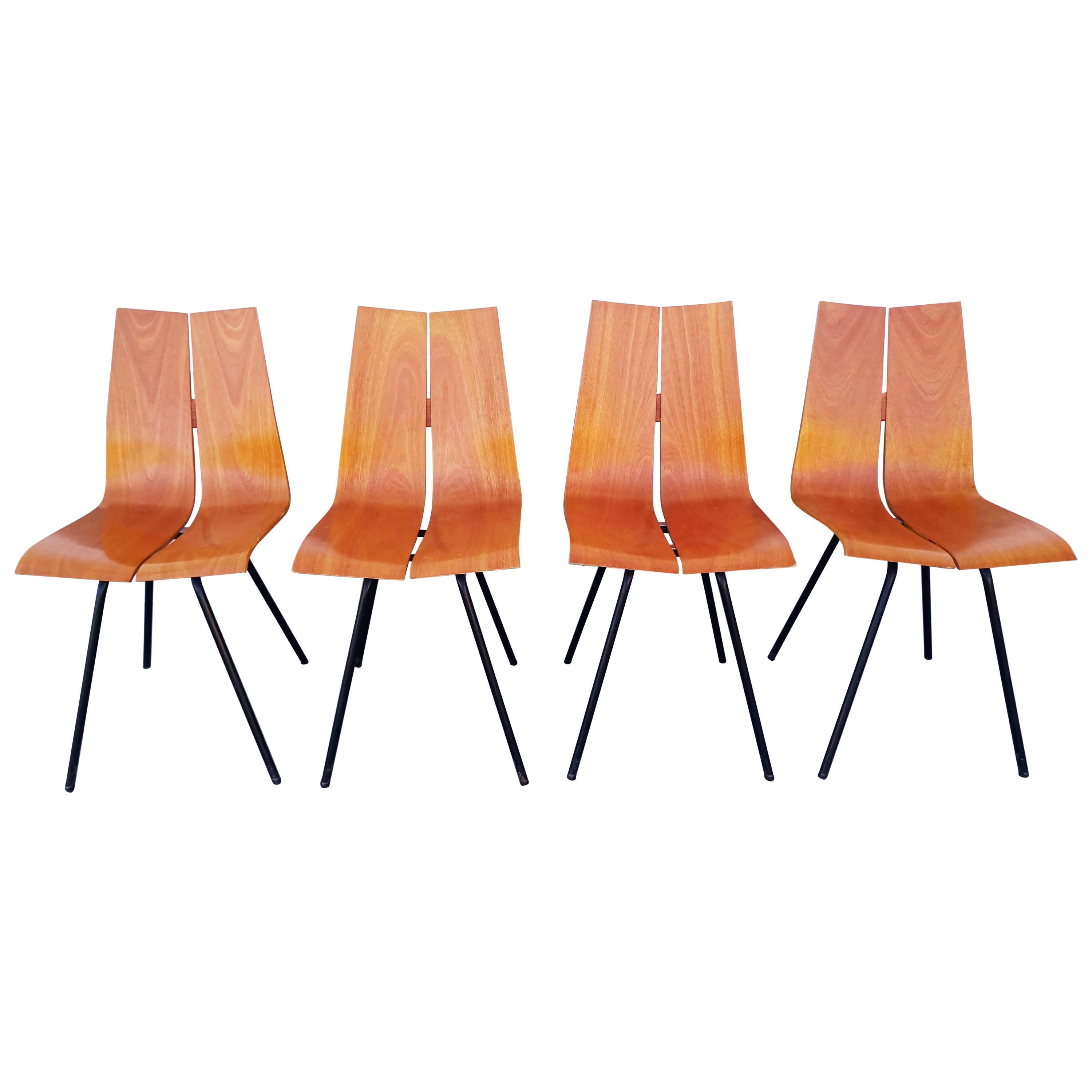 Rare Set of 4 Hans Bellmann "GA" Chairs for Horgen Glarus, 1960s