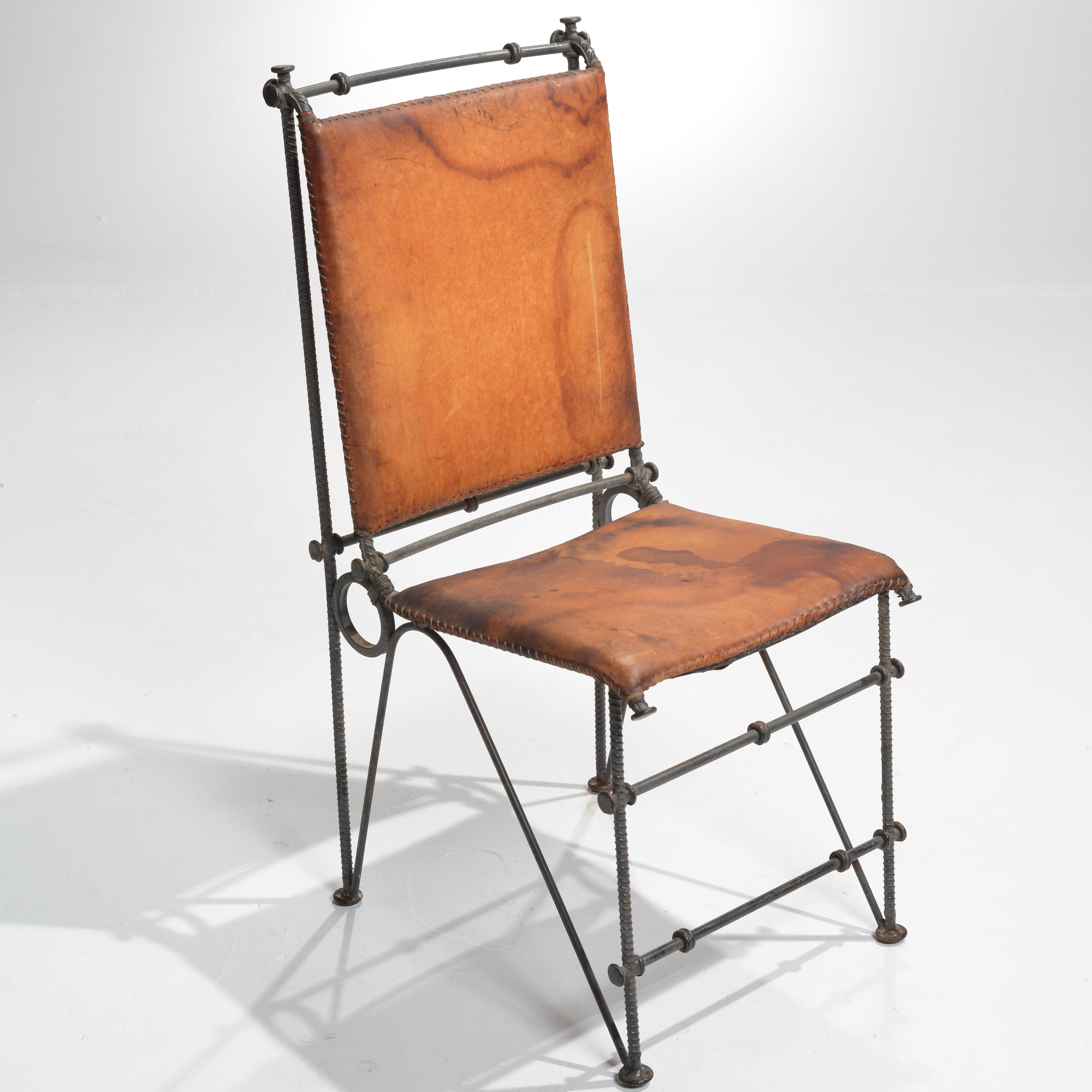 Modern Rare Set of 8 Ilana Goor Leather and Steel Chairs For Sale