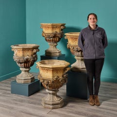 Rare Set of 4 Large English Antique Terracotta Garden Urns