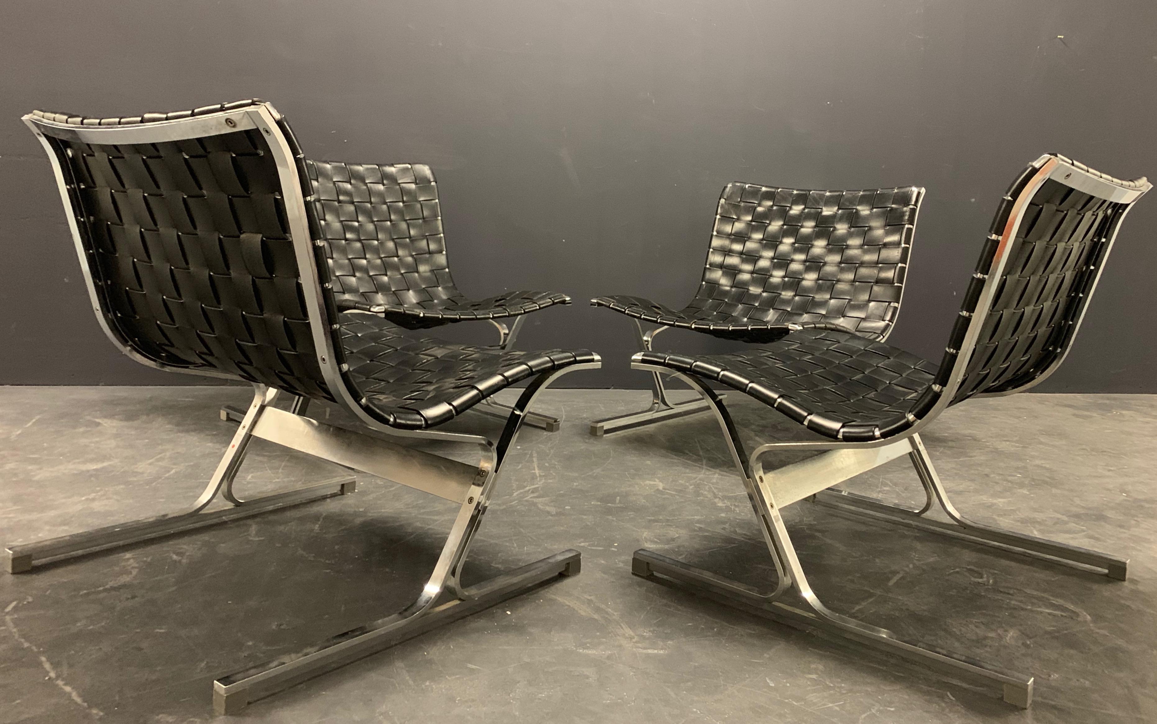 Rare Set of 4 Lounge Chairs by Ross Littell by ICF / Milano 10