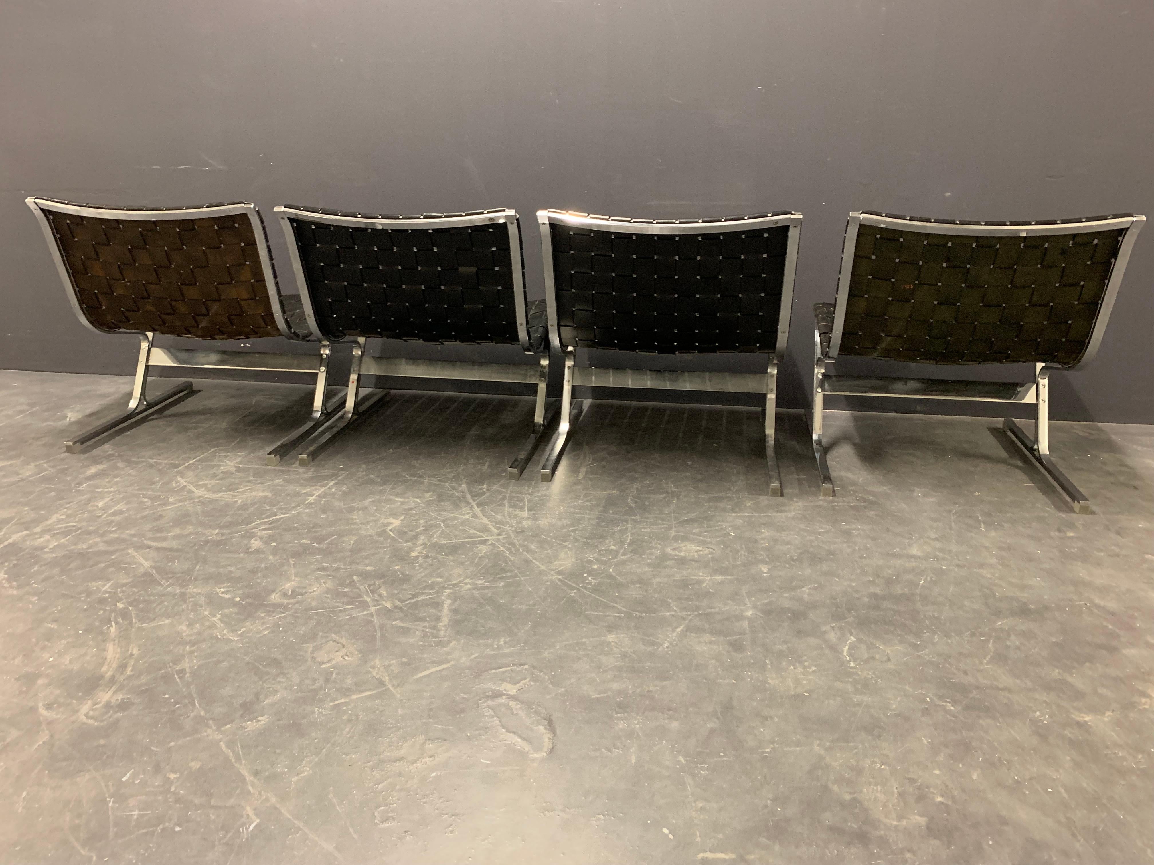 Rare Set of 4 Lounge Chairs by Ross Littell by ICF / Milano In Good Condition In Munich, DE