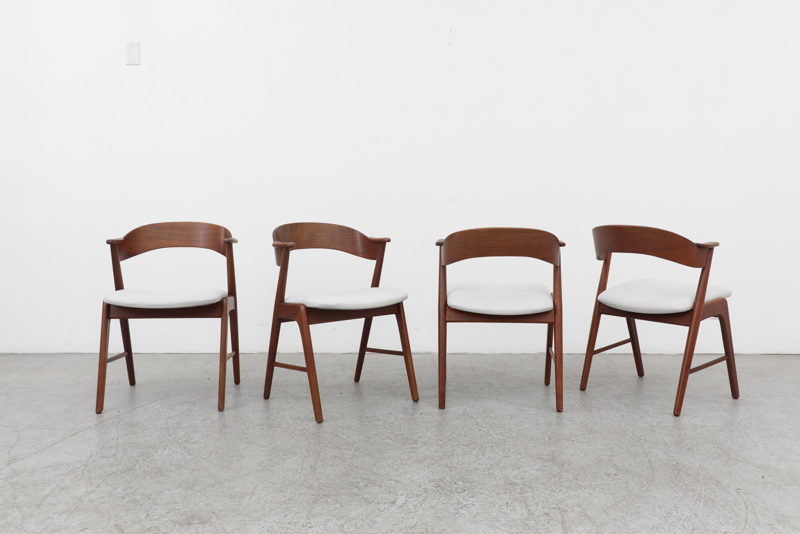 Teak Rare Set of 4 Model 32 Kai Kristiansen Chairs for Korup Stolefabrik, 1960s