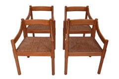 Rare Set of 4 Pine Carimate Chairs by Vico Magistretti for Cassina, 1959
