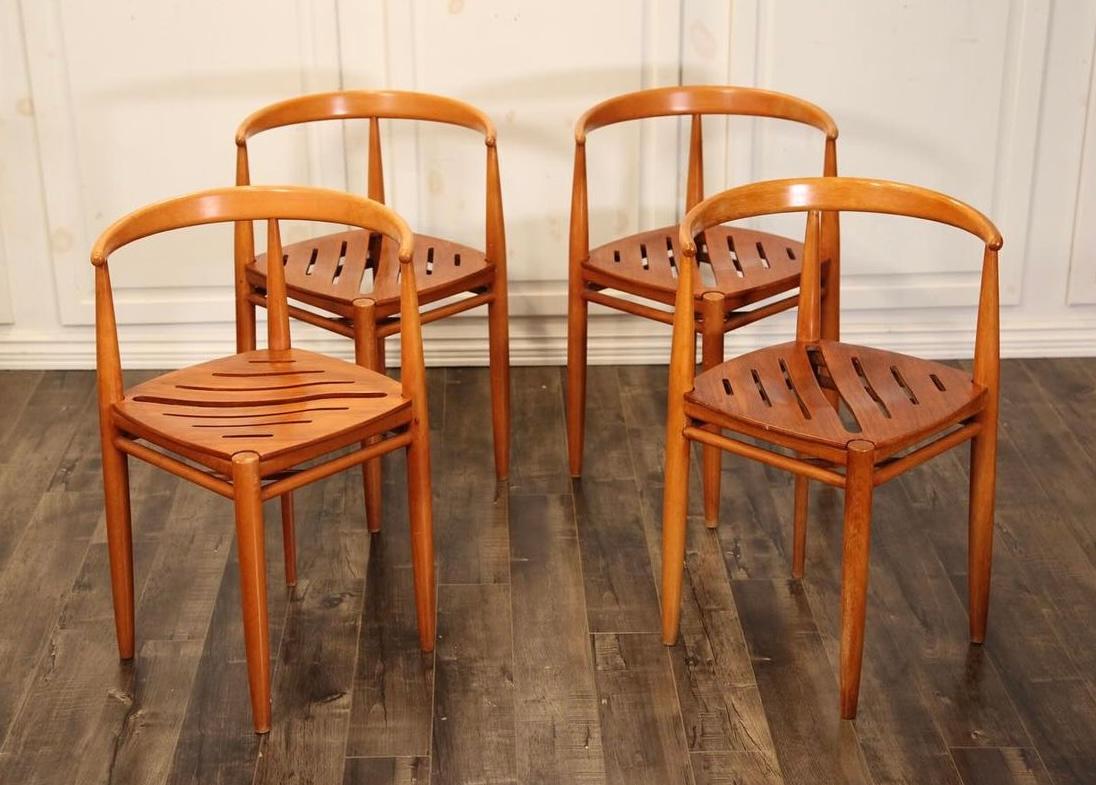 Stained Rare set of 4 Scandinavian Dining Chairs / Gemla Sweden 
