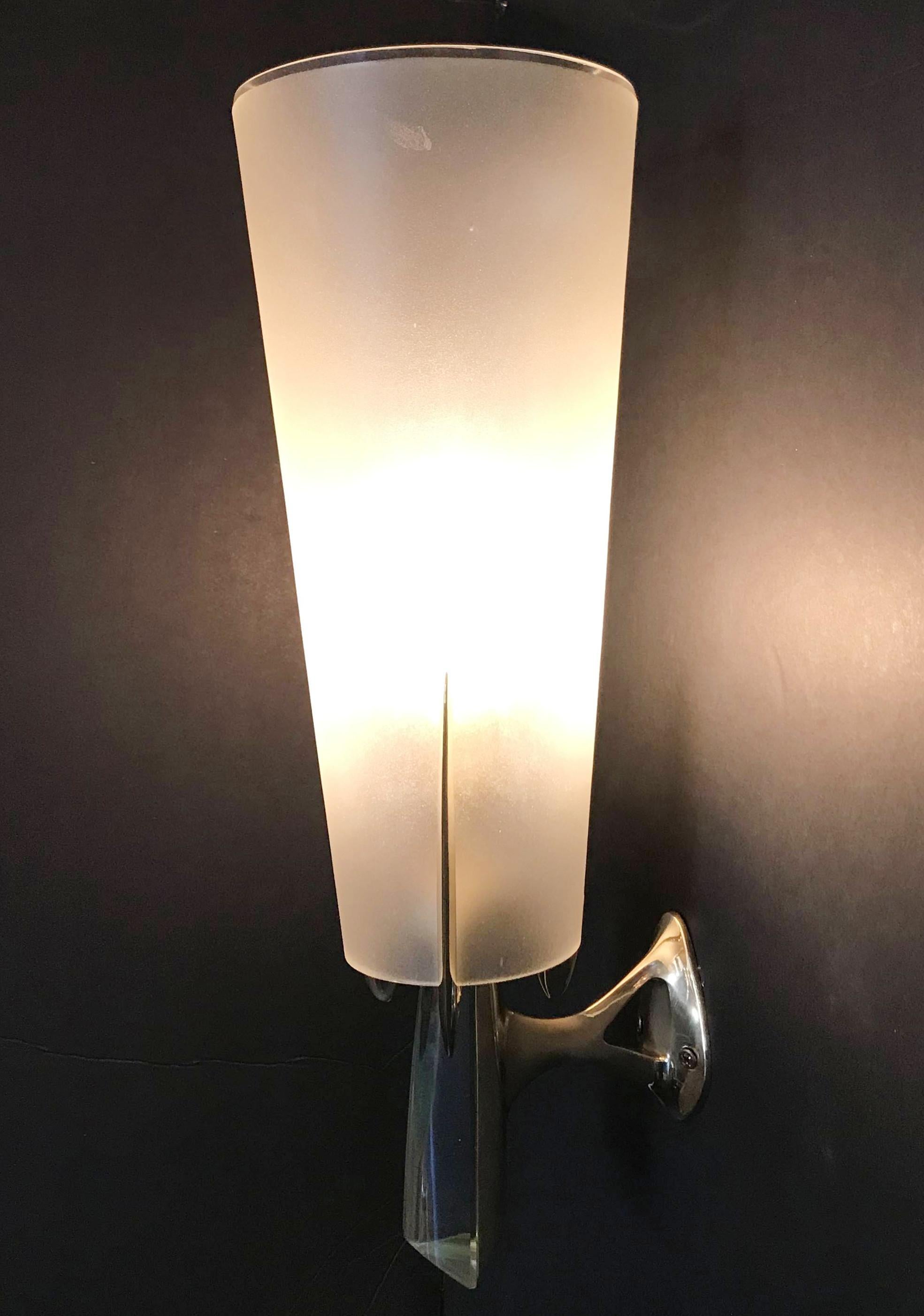 Mid-20th Century Rare Set of 4 Sconces by Max Ingrand for Fontana Arte