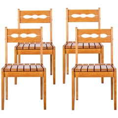 Rare Set of 4 Seats by Guillerme and Chambron, France, circa 1965