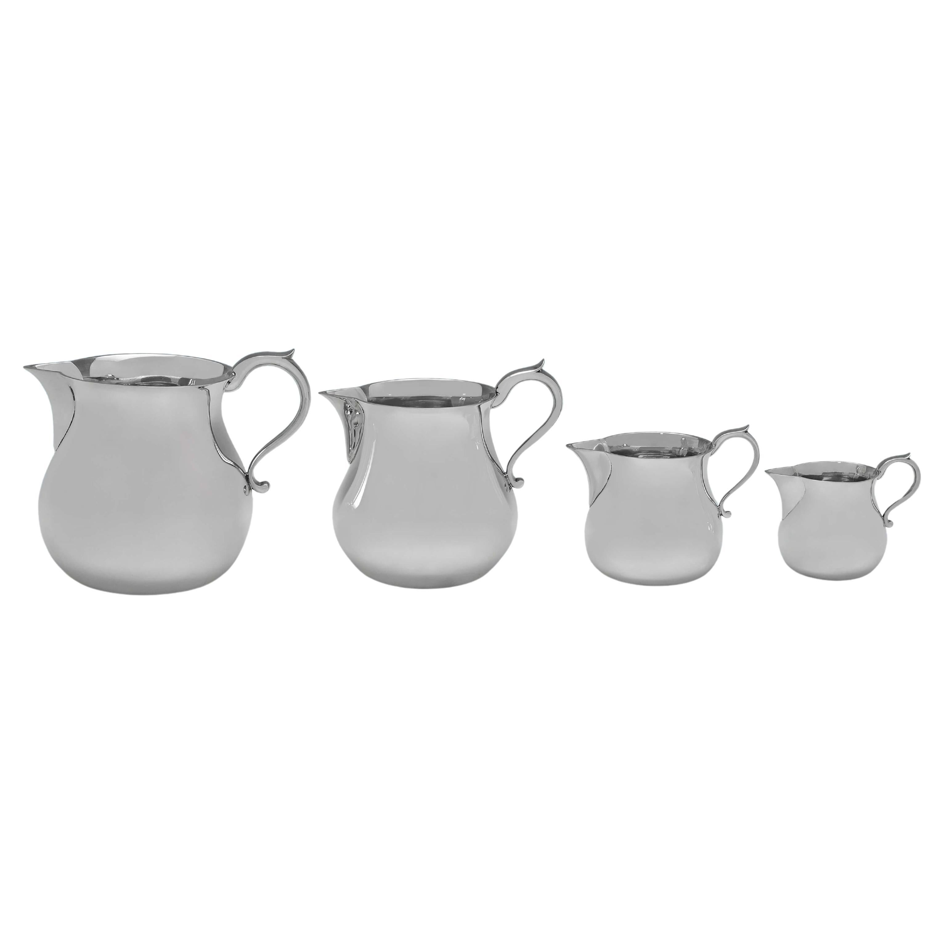 Rare Set of 4 Sterling Silver Graduated Jugs - Barnards London 1978 - 2kg