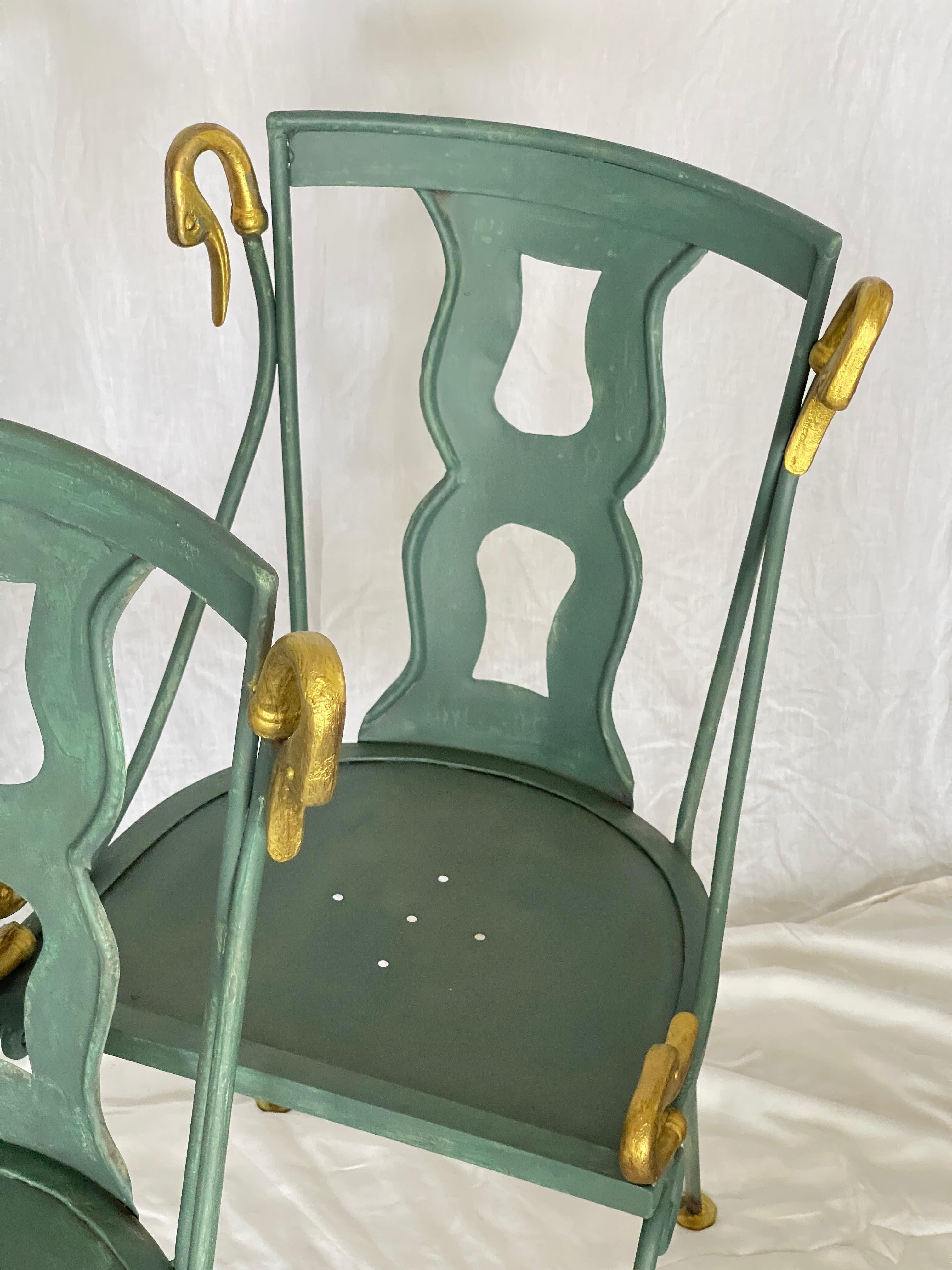 Rare Set of  4 Swan Gondole Chairs & Table, Maison Jansen Early 20Th. C For Sale 3