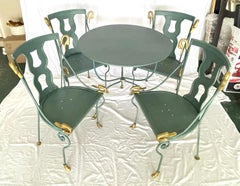 Rare Set of  4 Swan Gondole Chairs & Table, Maison Jansen Early 20Th. C