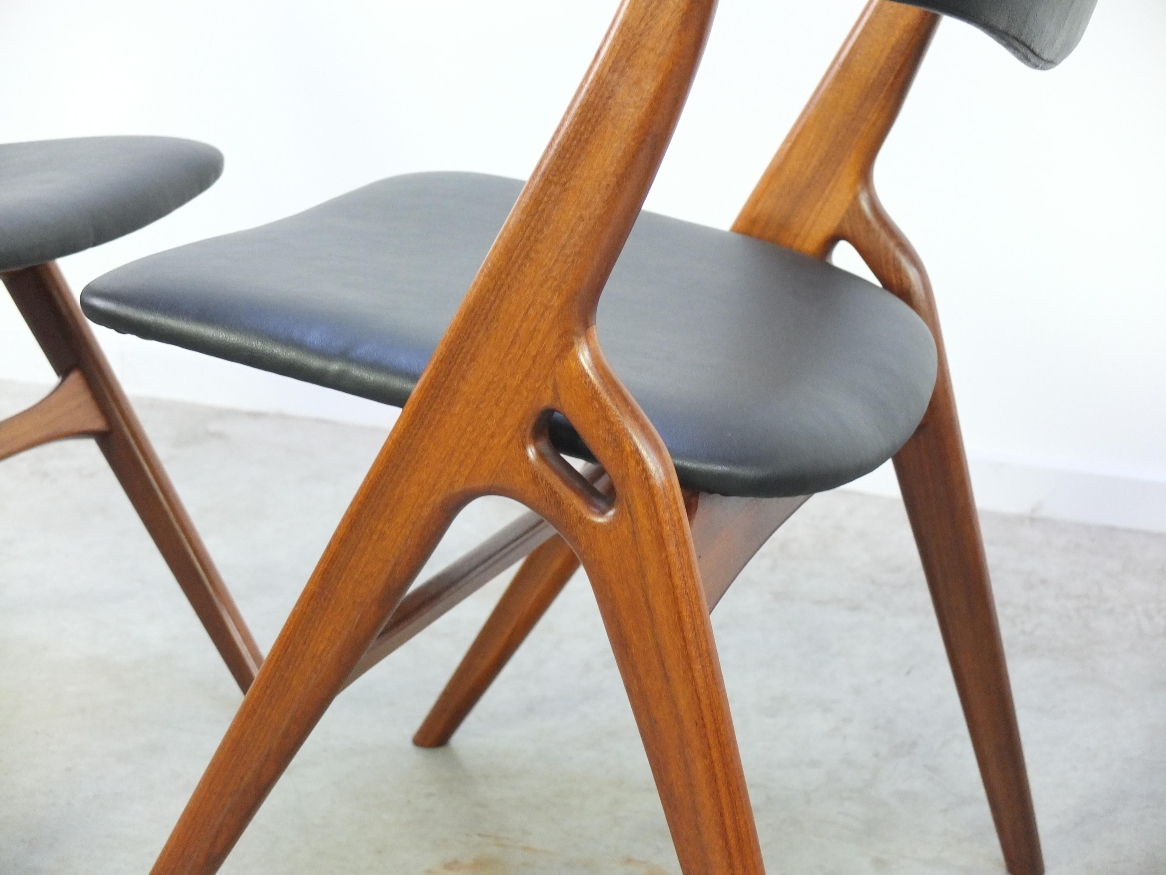 Rare Set of 4 Teak 'Aska' Dining Chairs by Louis Van Teeffelen for Wébé, 1960s 3