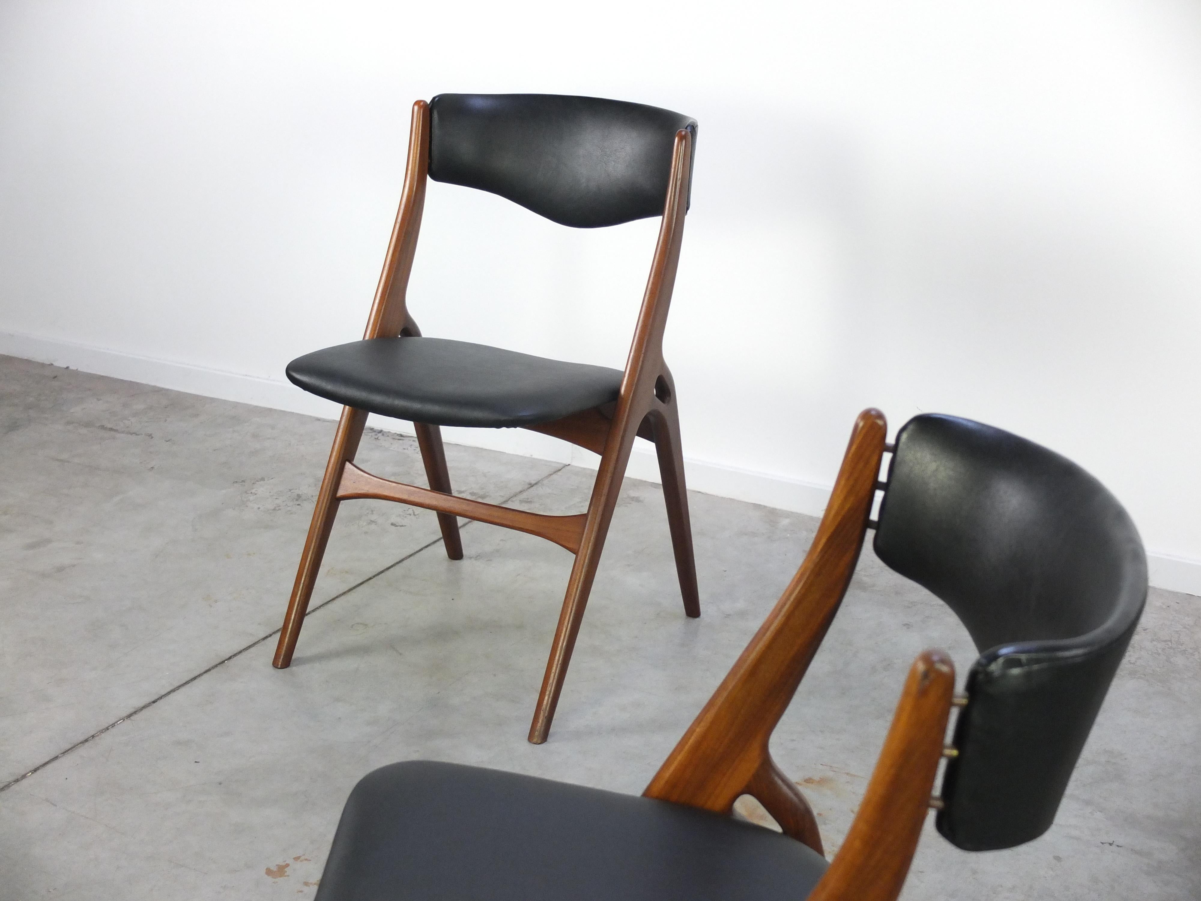 Rare Set of 4 Teak 'Aska' Dining Chairs by Louis Van Teeffelen for Wébé, 1960s 6