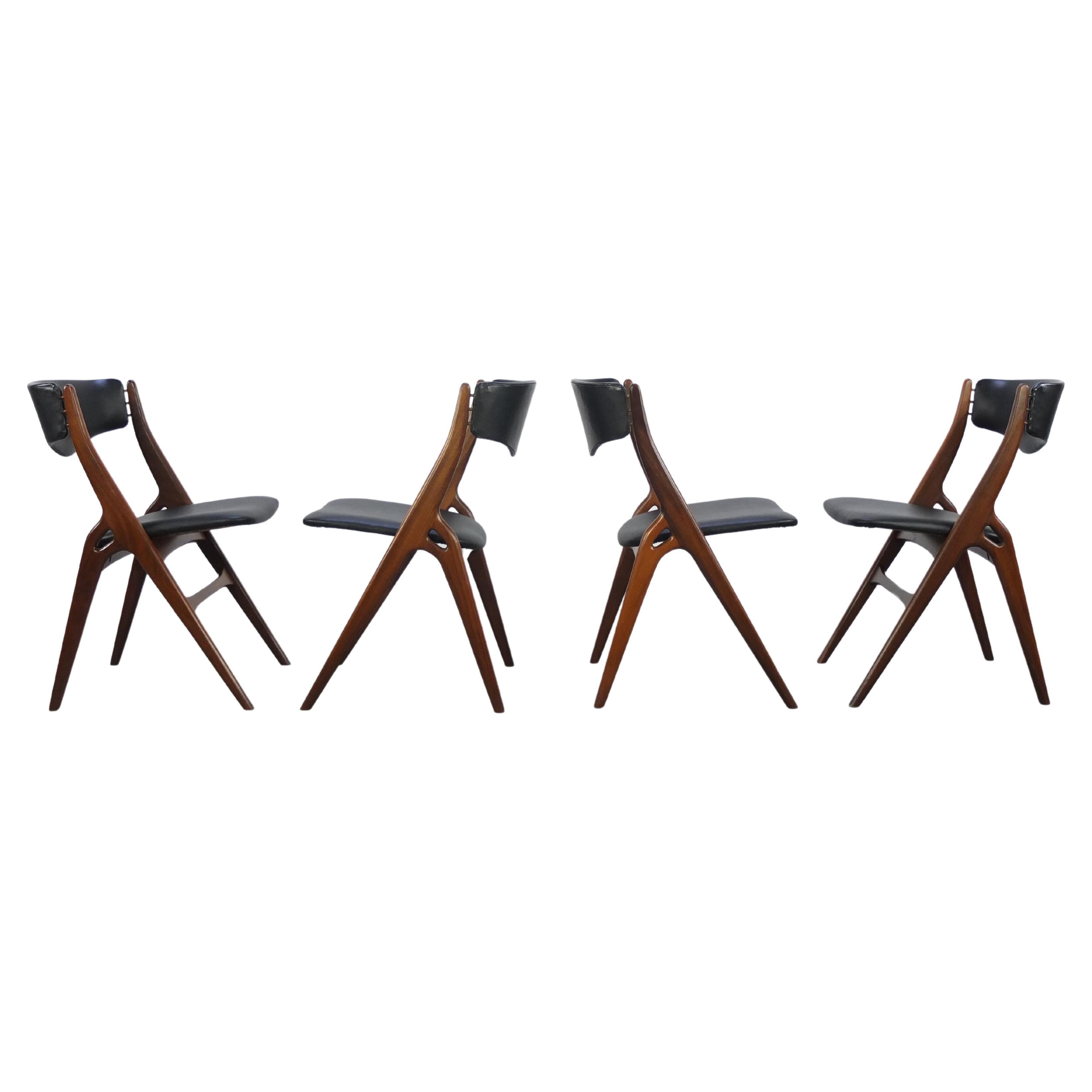 Rare Set of 4 Teak 'Aska' Dining Chairs by Louis Van Teeffelen for Wébé, 1960s