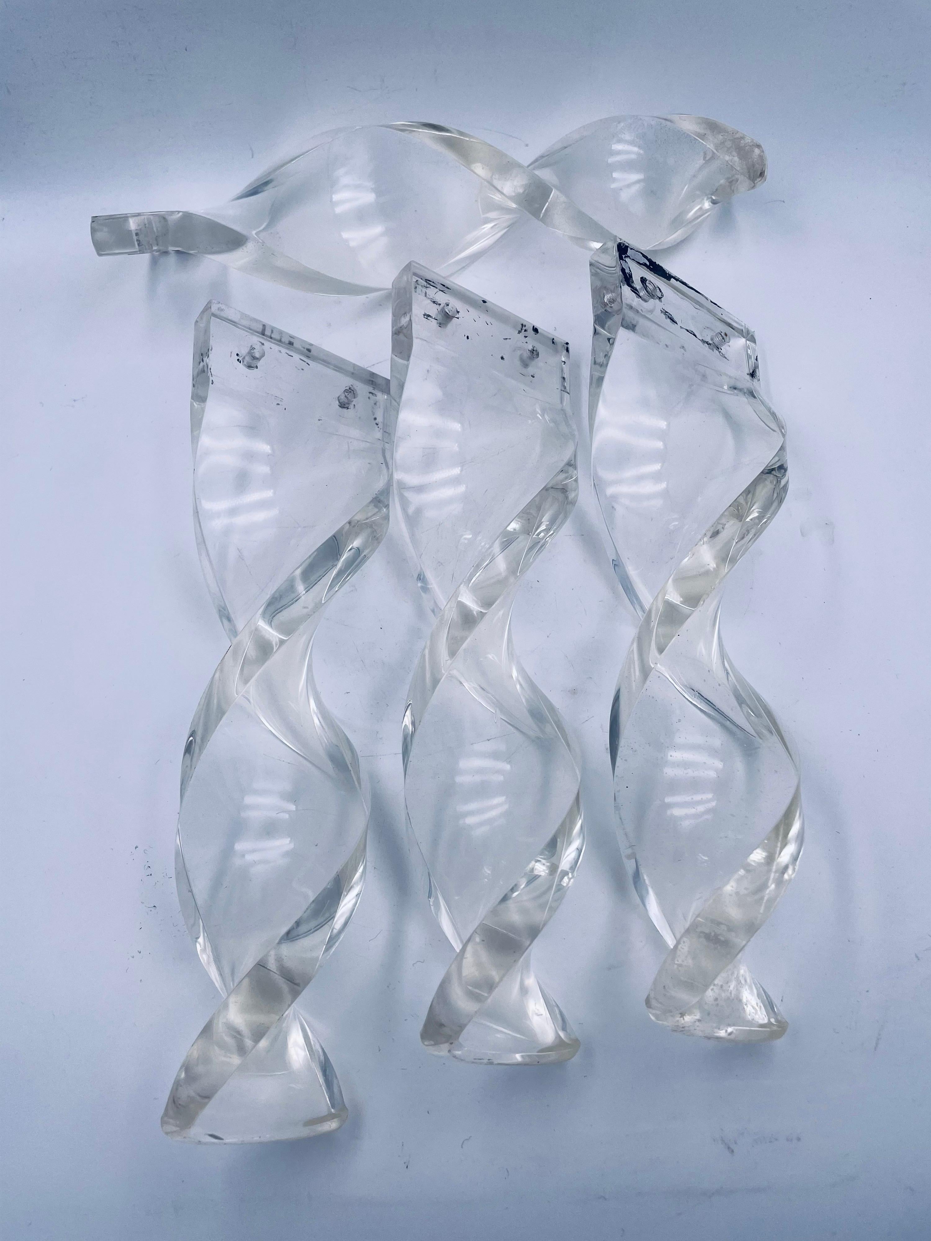 A rare set of 4 solid twisted lucite legs by Grosfeld House 3/4