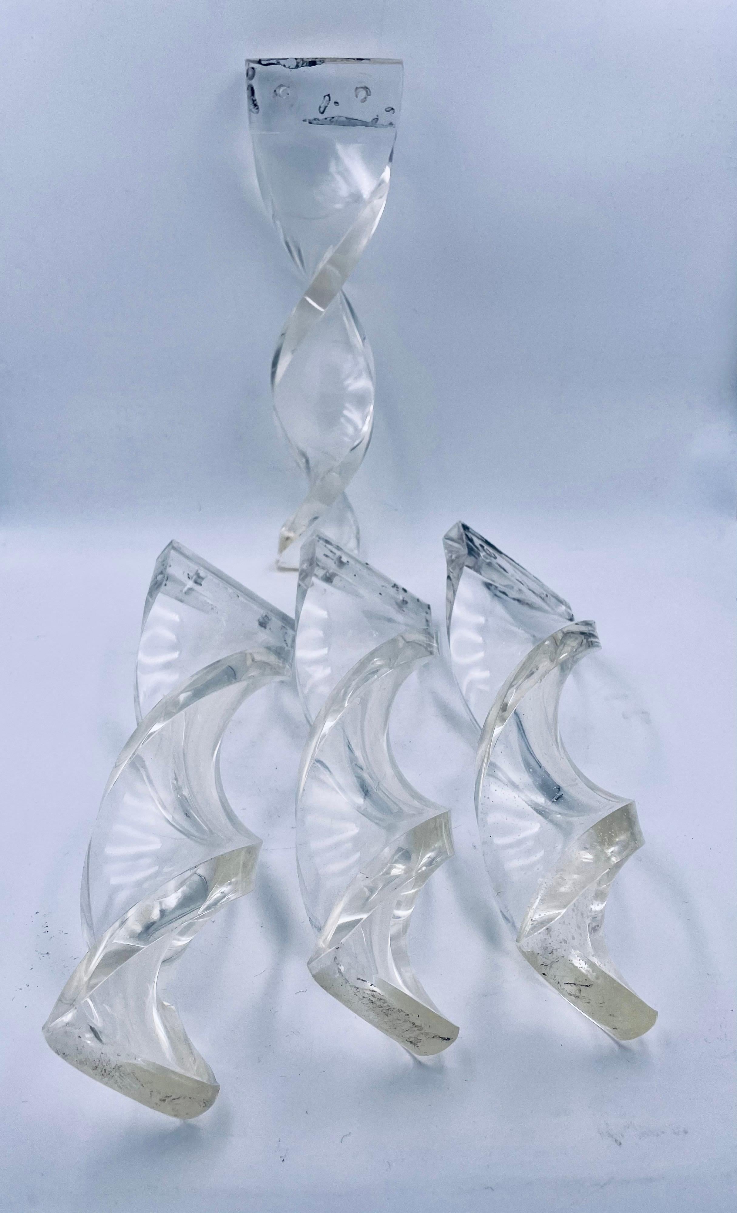 Art Deco Rare Set of 4 Twisted Lucite Legs for Bench/Coffee Table by Grosfeld House