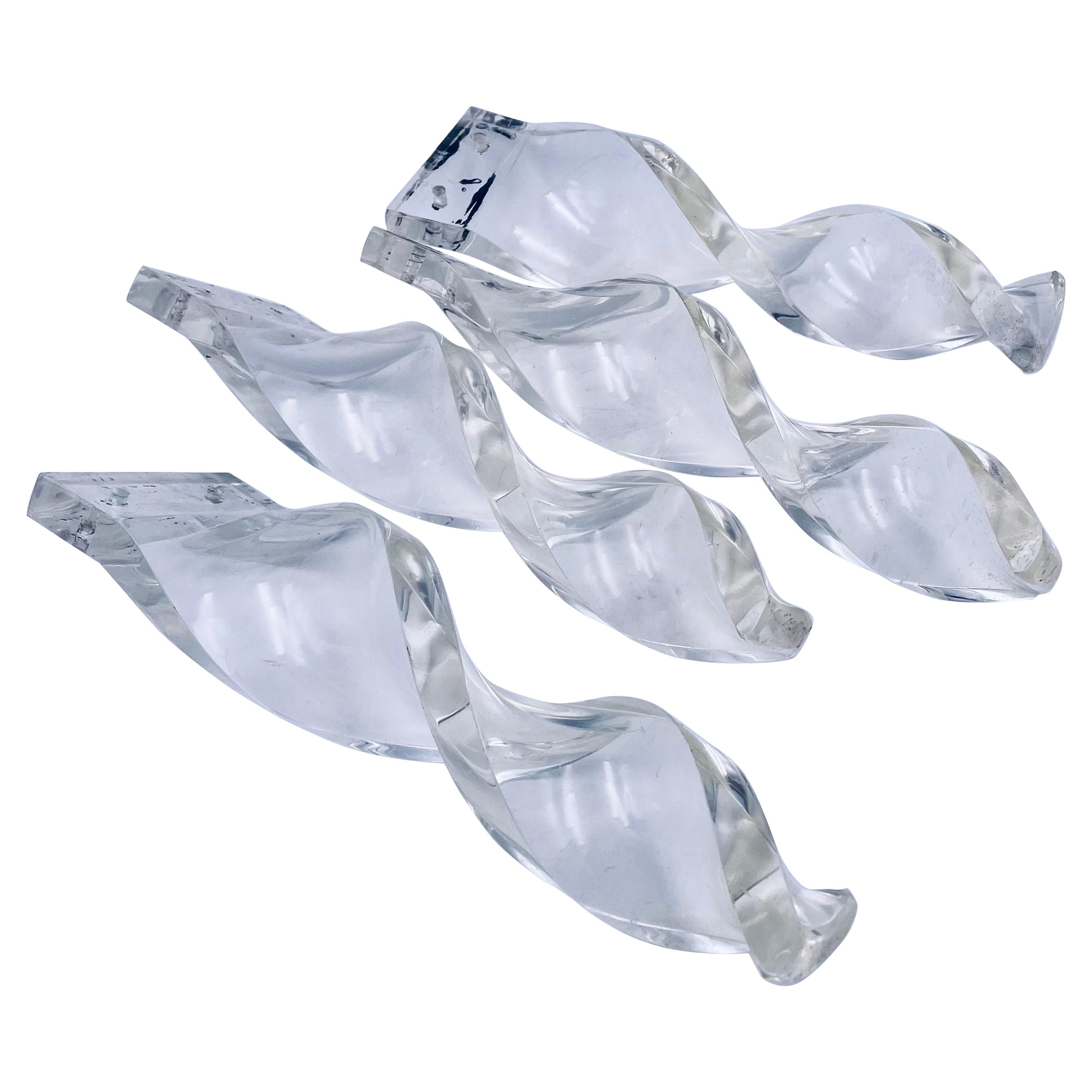 Rare Set of 4 Twisted Lucite Legs for Bench/Coffee Table by Grosfeld House