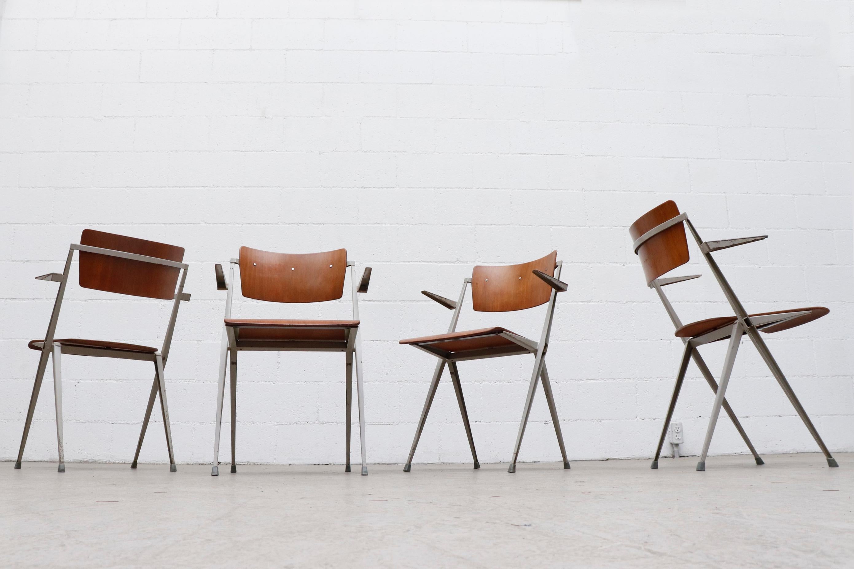Rare Set of 4 Wim Rietveld 'Pyramid' Armchairs 1