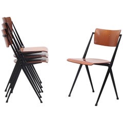 Rare Set of 4 Wim Rietveld Pyramid Stacking Chairs