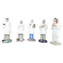 SELTENer Satz von 5 Glasstatuetten von Doctors von Designer Jaroslav Brychta, 1970er Jahre