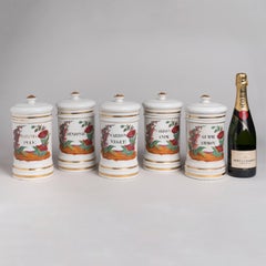 Rare Set of 5 Porcelain Apothecary Jars with Lids by Lefébure of Paris