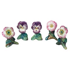 Rare Set of 5 Small 19th Century Majolica Flowers Vases Delphin Massier