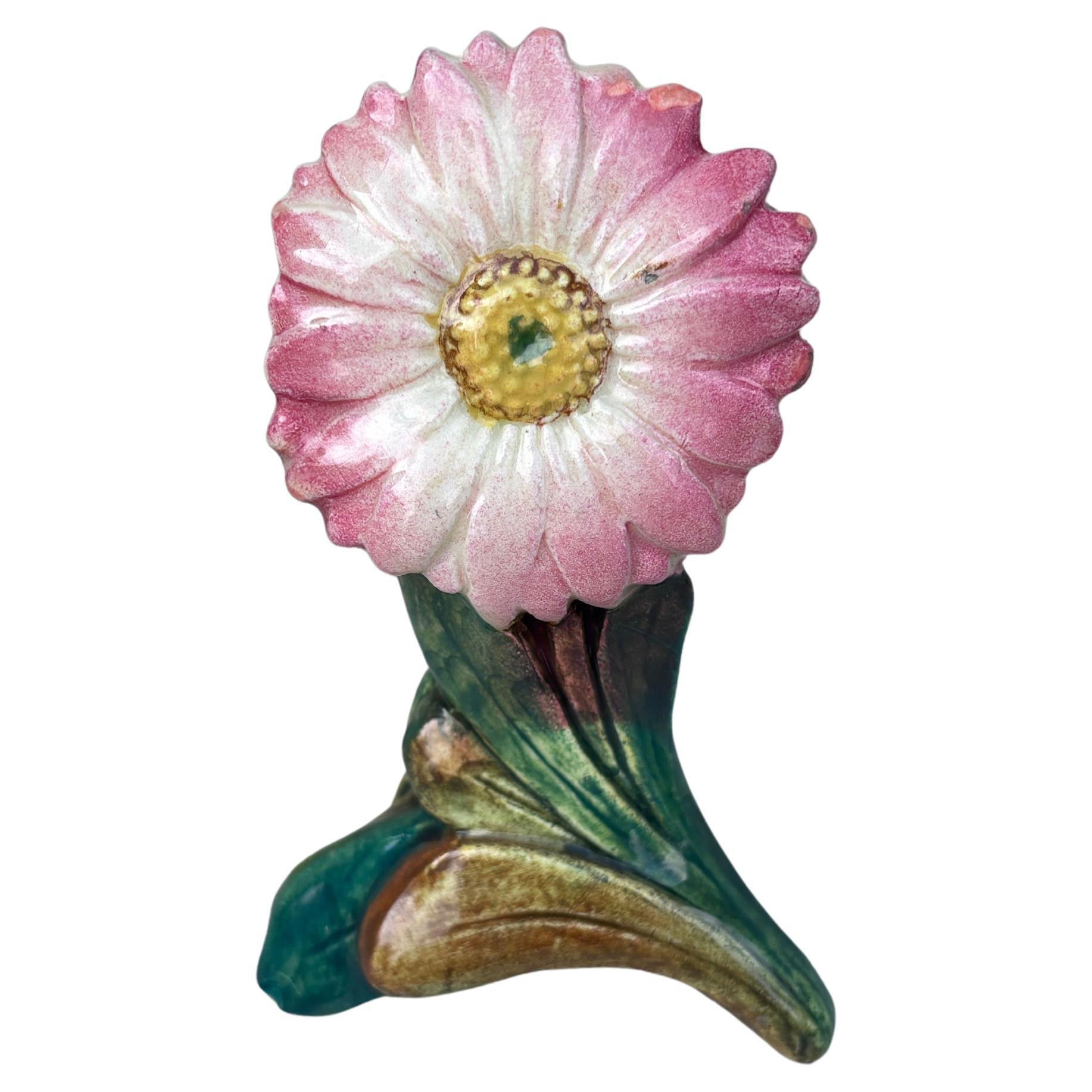 French Rare Set of 5 Small 19th Century Majolica Flowers Vases Delphin Massier For Sale