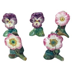 Rare Set of 5 Small 19th Century Majolica Flowers Vases Delphin Massier