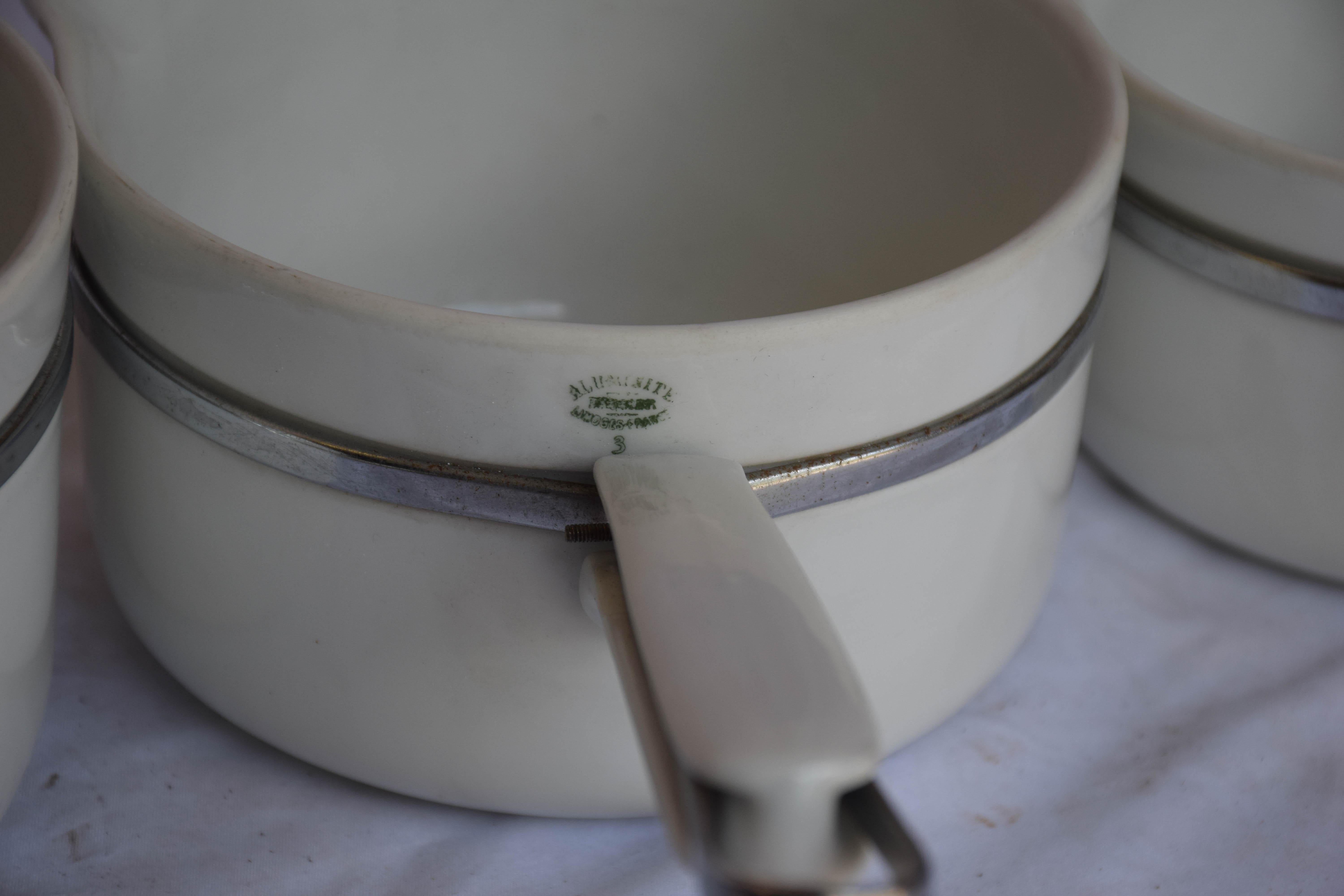 Acier Rare ensemble de 5 pots Frugier Limoges France estampillés Aluminite