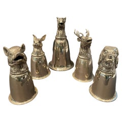 Rare Set of 5 Whimsical Gucci Animal Motif Stirrup Cups