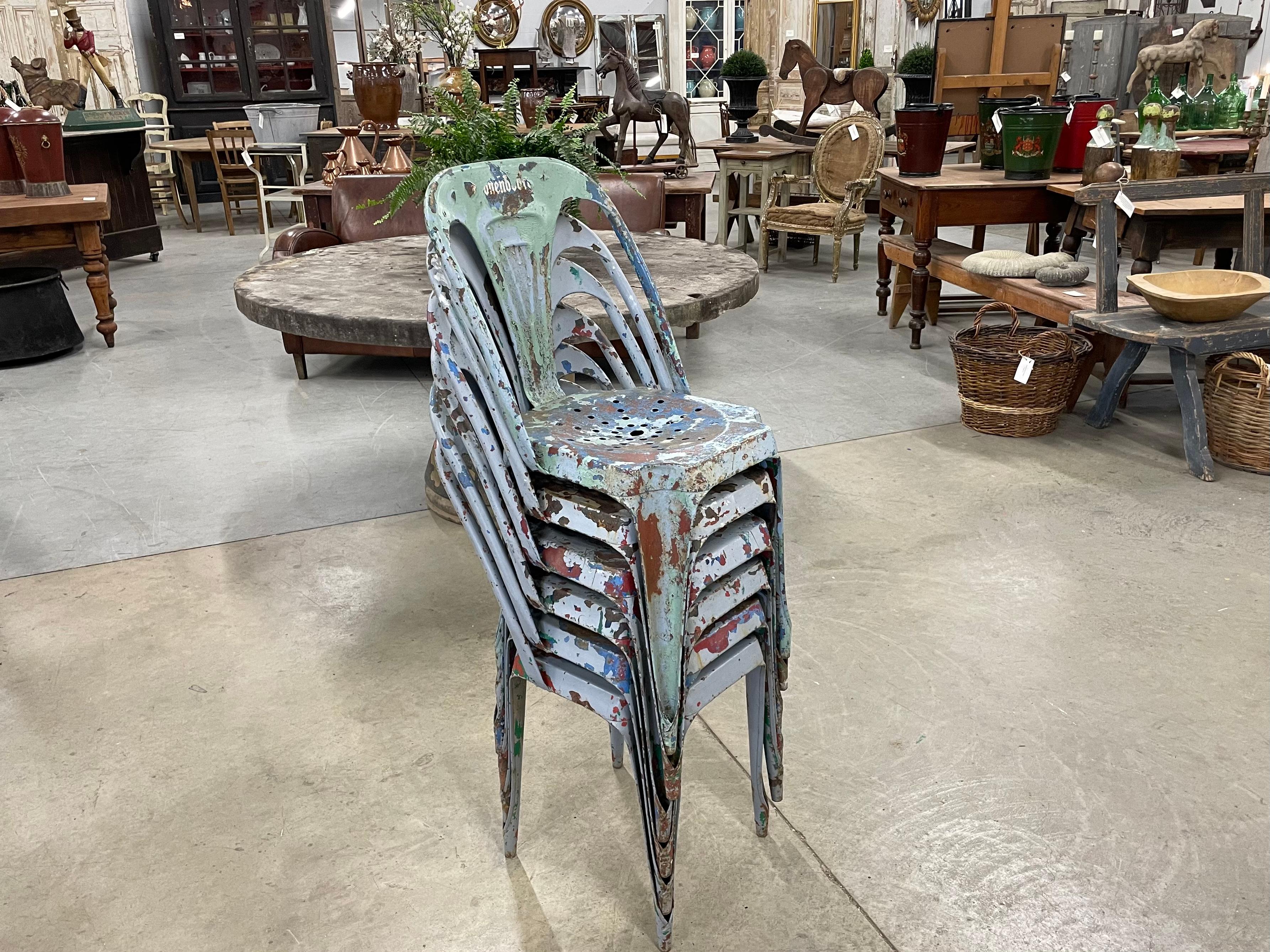 Rare Set of 6 1940s Multipl’s Metal Chairs For Sale 2