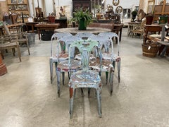 Rare Set of 6 1940s Multipl’s Metal Chairs