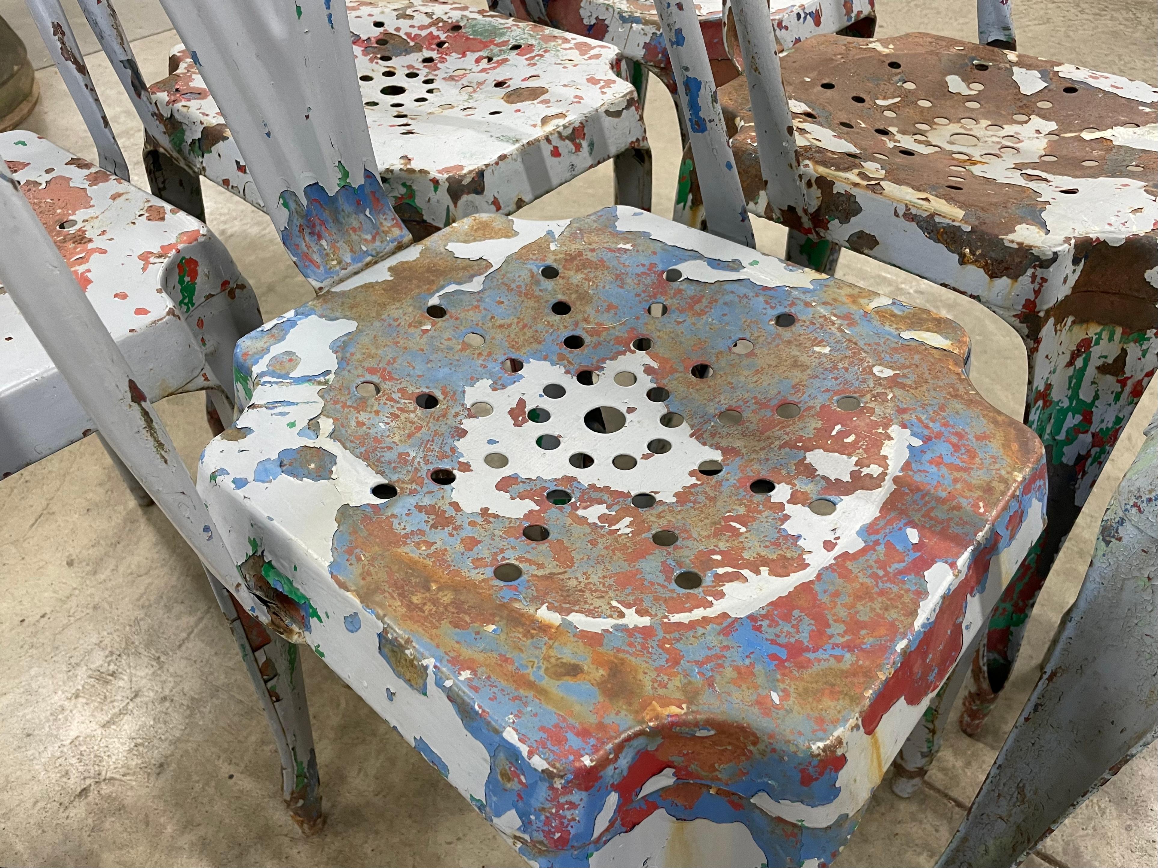 20th Century Rare Set of 6 1940s Multipl’s Metal Chairs For Sale