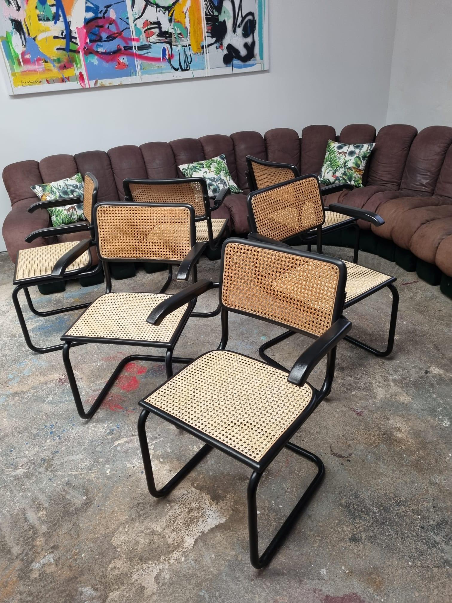 All Black Cesca Chairs by Marcel Breuer, Italy, 1970s For Sale 4
