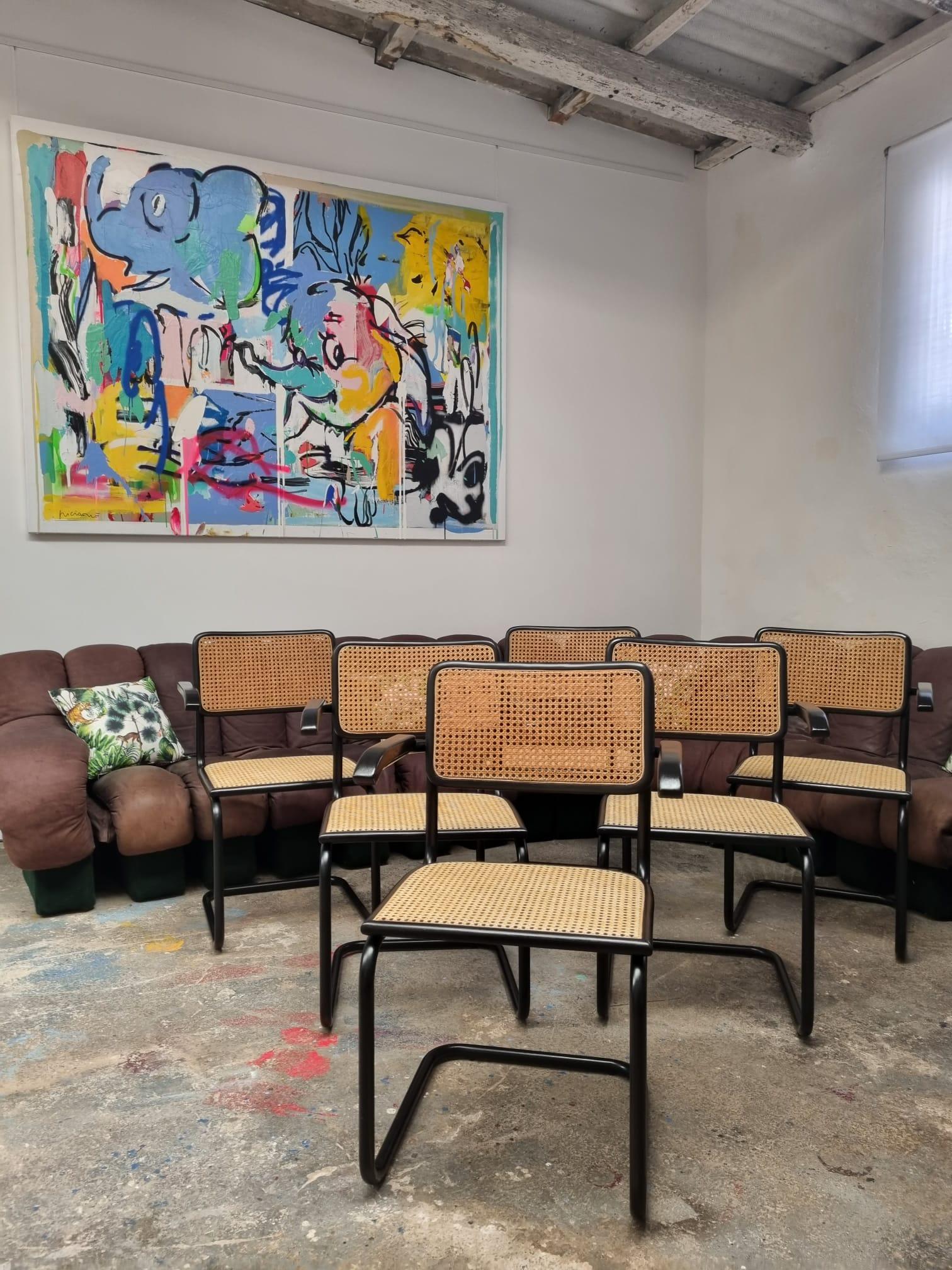 20th Century Rare Marcel Breuer Cesca Chairs - Complete Black Edition, Italian Made (1970s) For Sale