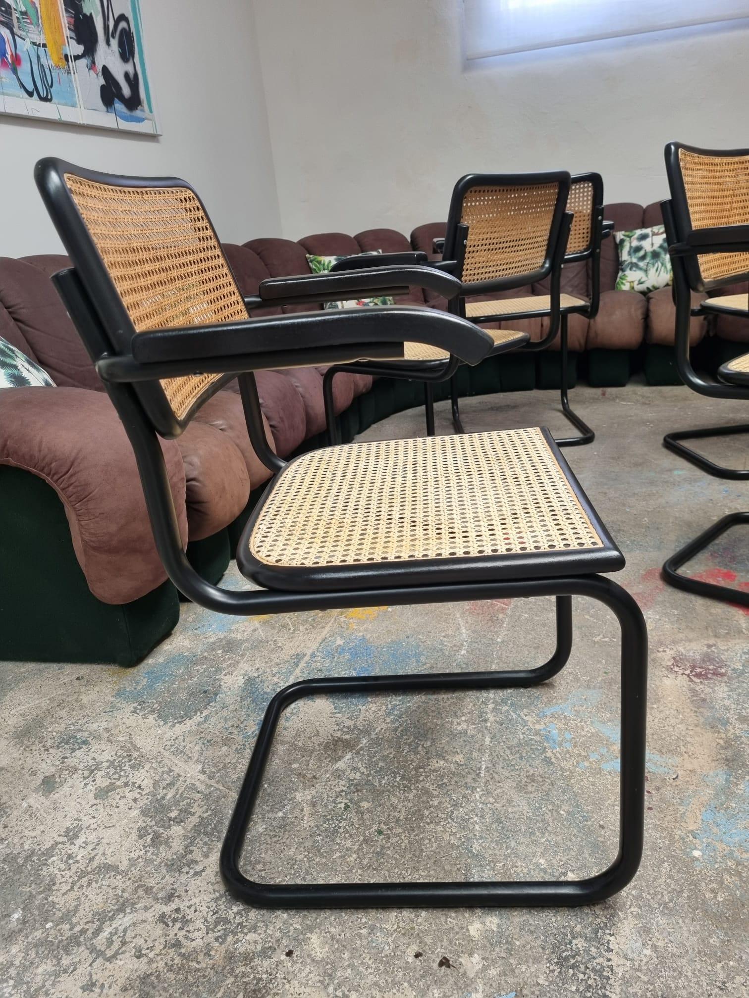 Toutes les chaises Cesca noires de Marcel Breuer, Italie, 1970 en vente 2