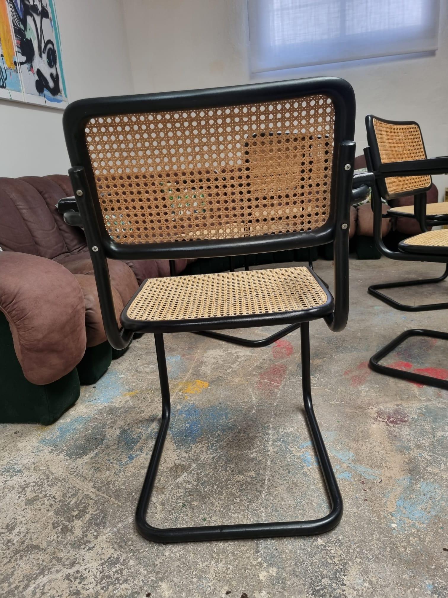 All Black Cesca Chairs by Marcel Breuer, Italy, 1970s For Sale 3