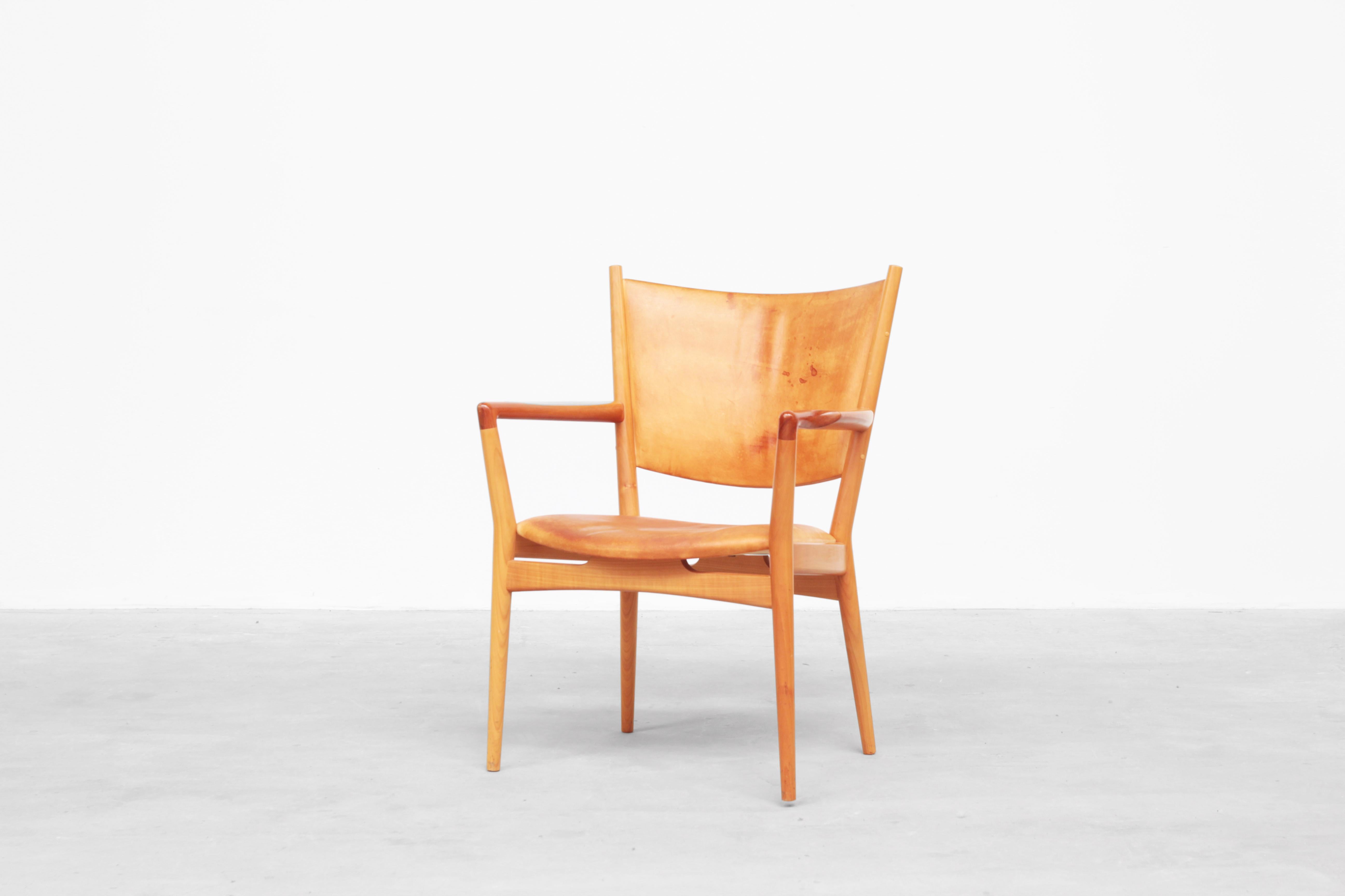 Leather Rare Set of 6 Armchair Dining Chair by Hans J. Wegner for PP Møbler, Denmark