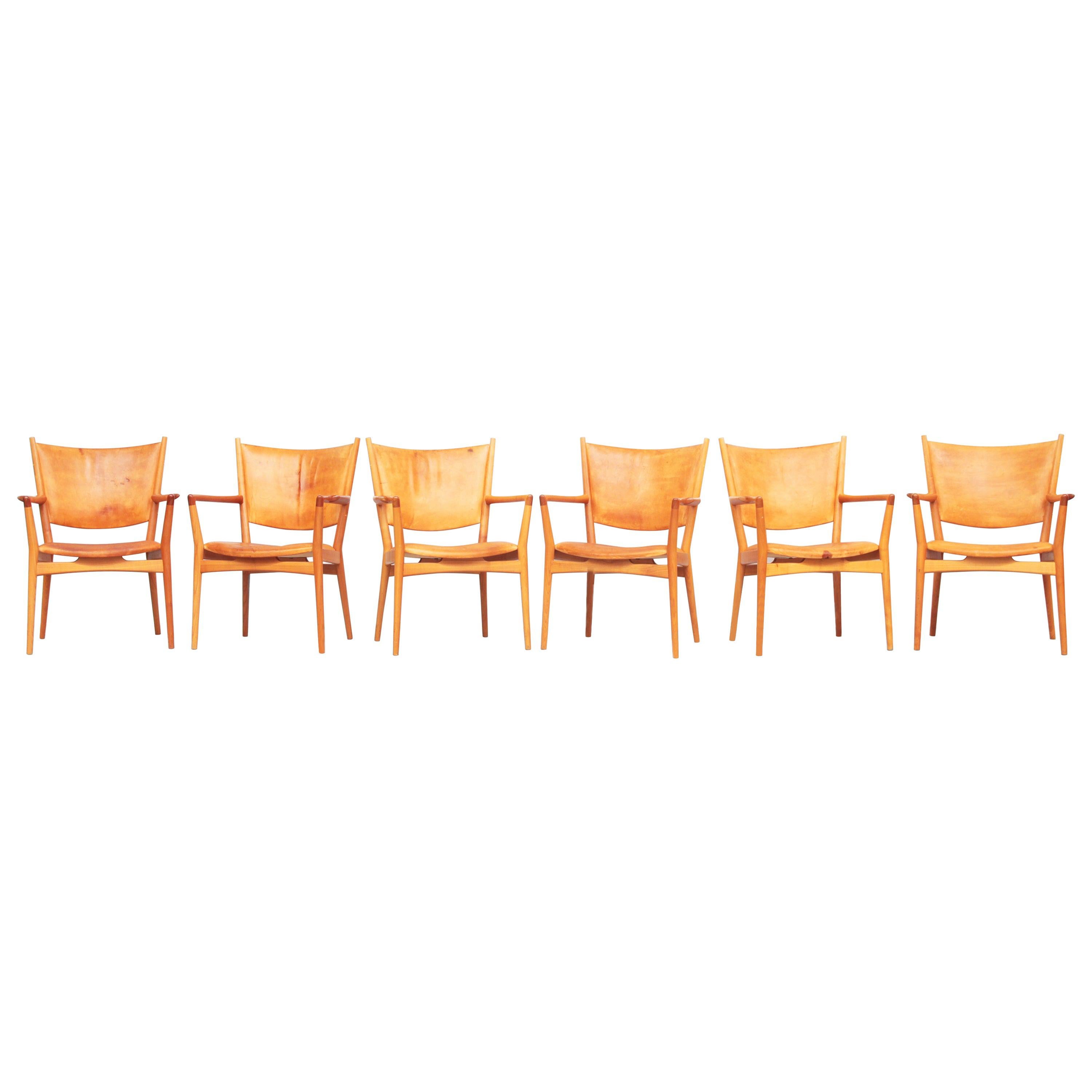 Rare Set of 6 Armchair Dining Chair by Hans J. Wegner for PP Møbler, Denmark