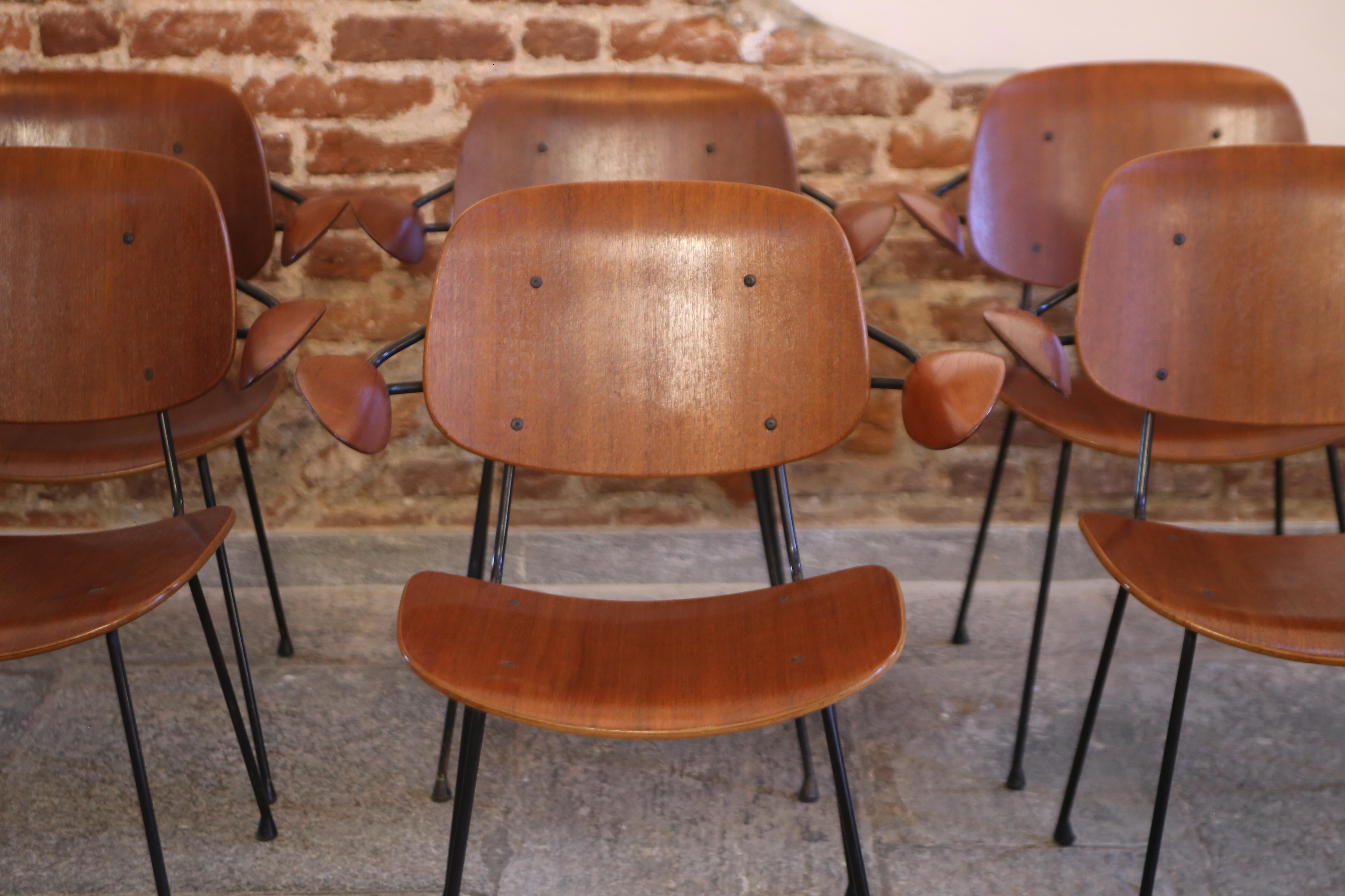 Autre Rare ensemble de 6 fauteuils de Carlo Hauner pour Forma. Italie, à partir des années 1950 en vente
